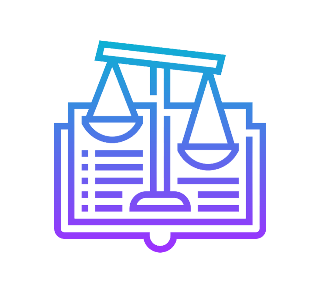 Icon for Transportation Data Equity showing outline of a justice balance over a data background.